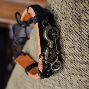 Motorcycle Genuine Leather Adjustable Bracelet
